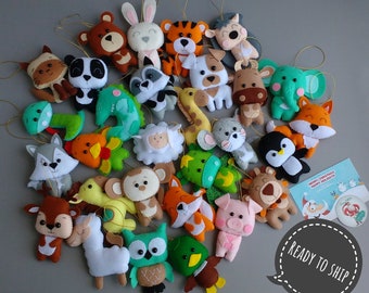 Felt Christmas Animal Ornaments: Woodland Tree Decor - Handmade Set