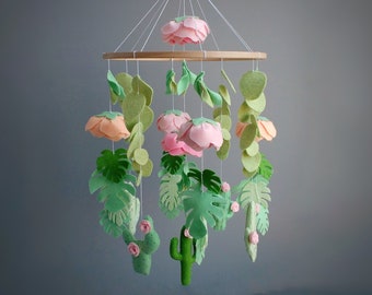 Floral Baby Mobile - Cactus Nursery -  Baby Mobile Girl - Baby Mobile Flowers