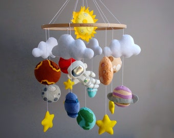 Planet Mobile, Space Baby Mobile, Space Baby Shower, Cot Mobile, Solar Sistem Nursery, Expecting Mom Gift