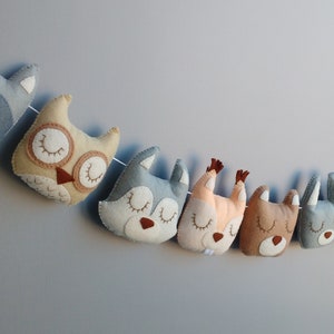 Woodland Animal Garland - Woodland Nursery Decor - Forest Animals Garland - Wool Felt Wall Hanging -Woodland Banner