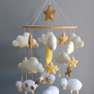 Sheep Mobile Baby Mobile Boy Sheeps Mobile Clouds Nursery Decor Expecting Mom Gift Gender Neutral image 8