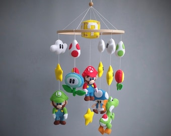 Mario Game Felt Baby Crib Mobile: Nursery Decor