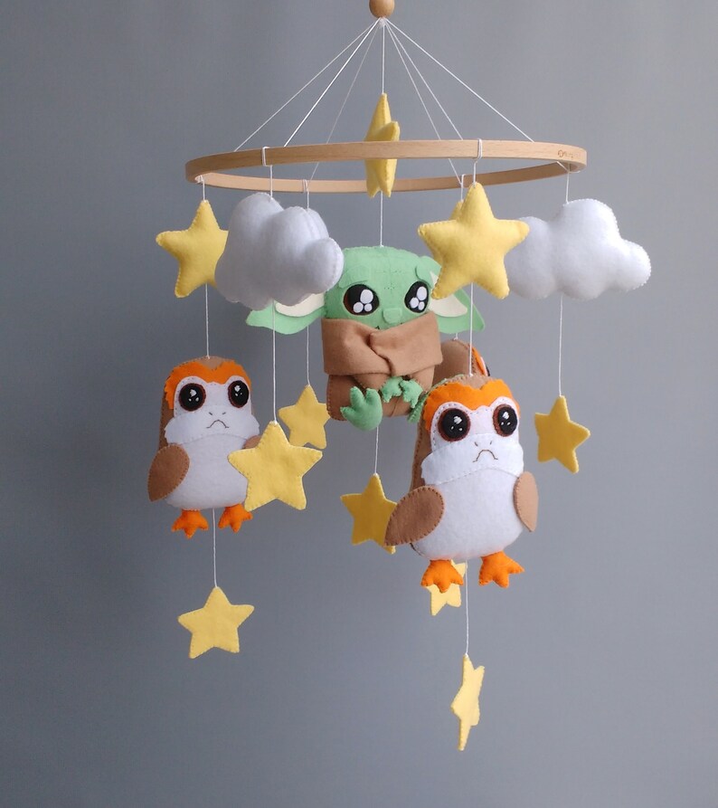 Baby Yoda Star Wars Nursery Felt Crib Mobile Etsy