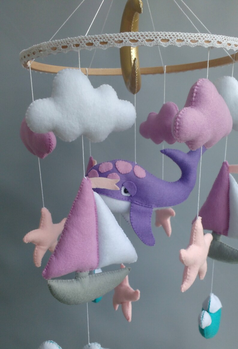 Whale Baby Mobile Nautical Baby Mobile Ocean Nursery Decor Etsy