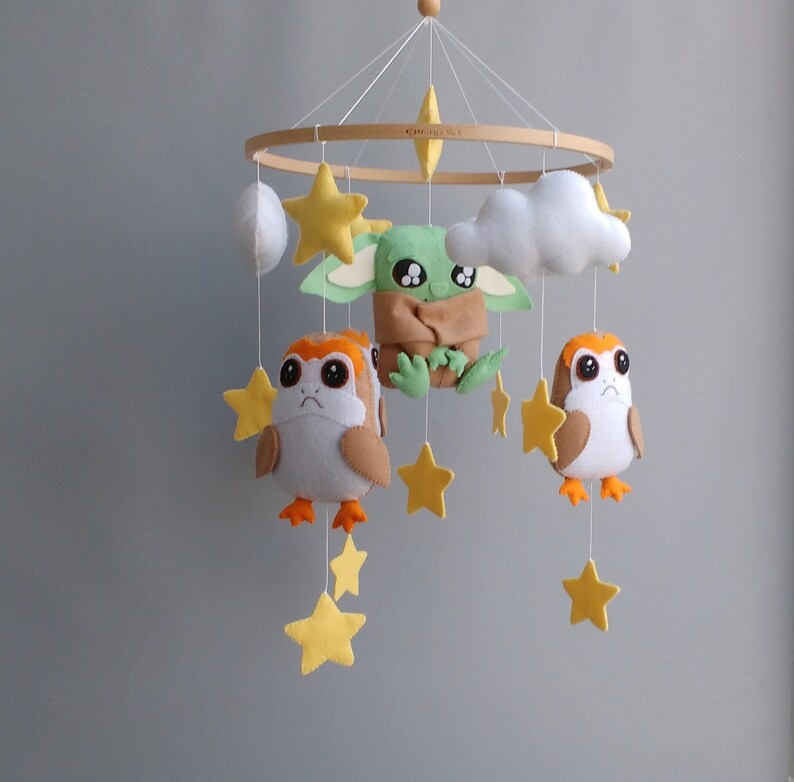 Baby Yoda Star Wars Nursery Felt Crib Mobile Etsy