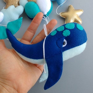 Whale Mobile Baby Mobile Boy Clouds Baby Mobile Ocean Nursery Baby Mobile Blue Expecting Mom Gift image 8