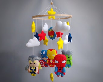 Superhero Felt Baby Mobile: Handmade Nursery Decor