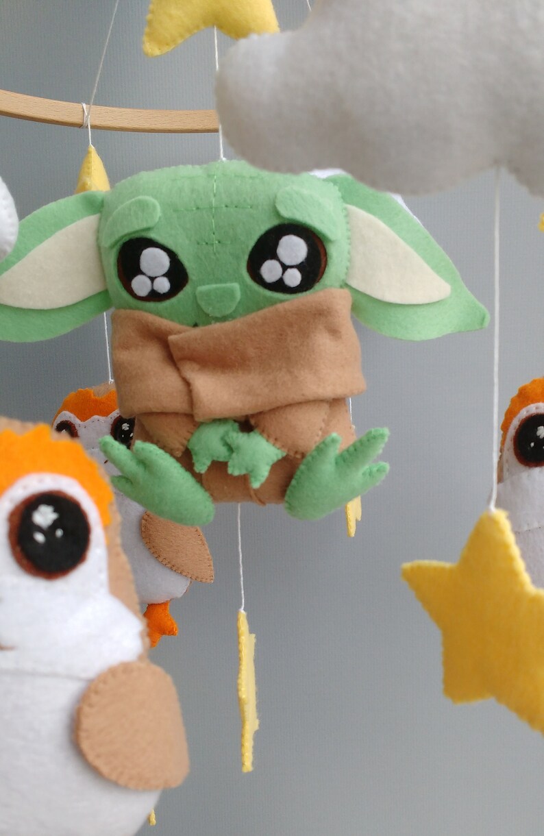 Baby Yoda Star Wars Nursery Felt Crib Mobile Etsy