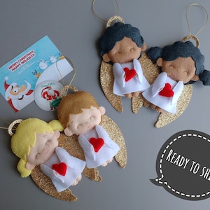 Christmas Felt Angel Ornaments - Christmas Felt Decor - Set Cute Christmas Angel