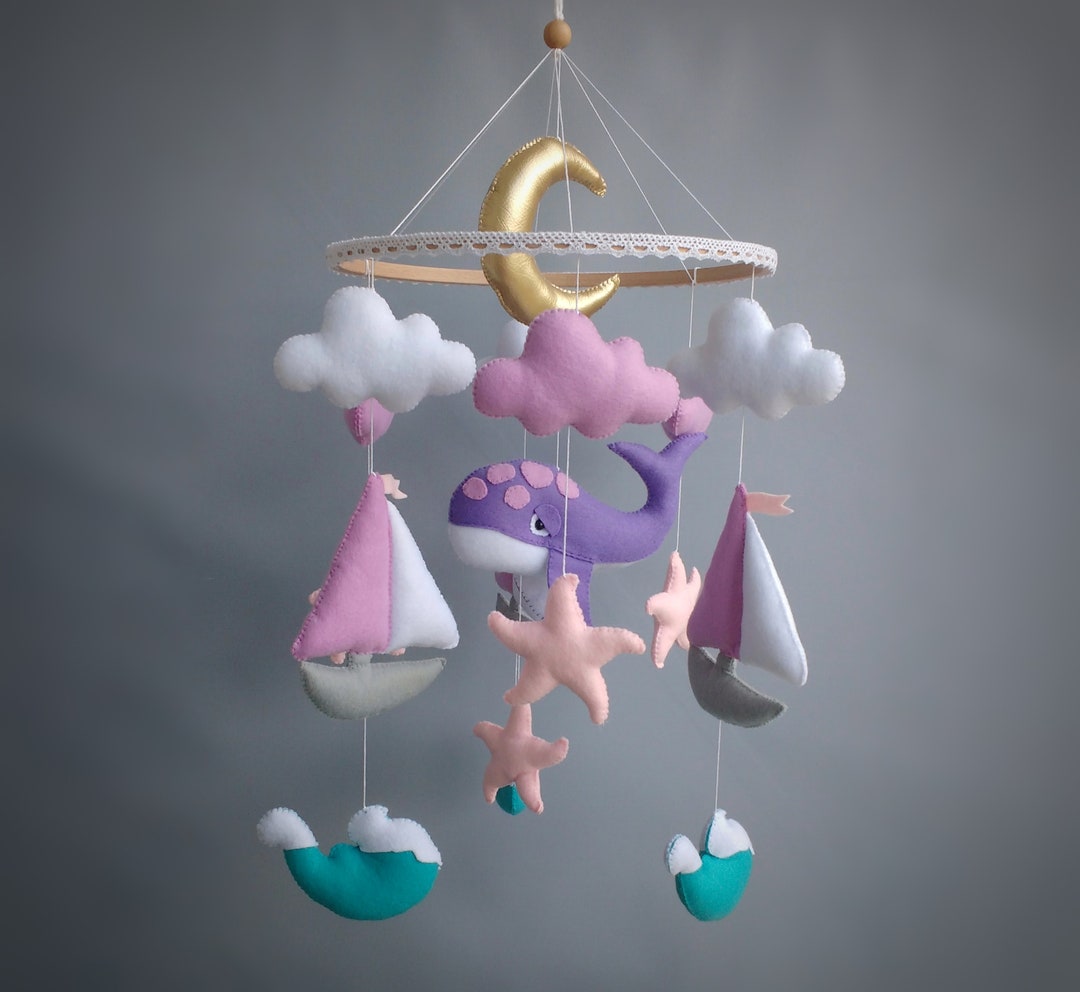 Whale Baby Mobile Nautical Baby Mobile Ocean Nursery Decor Baby Crib