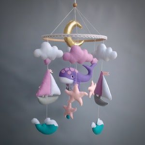 Whale Baby Mobile: Felt Ocean Nursery Decor