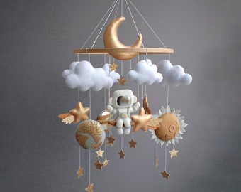 Space Baby Mobile, Planet Mobile, Baby Mobile Neutral, Space Baby Shower, Cot Mobile, Expecting Mom Gift