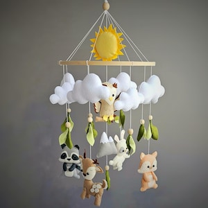 Handmade Felt Woodland Animals Baby Mobile: Forest Nursery Decor