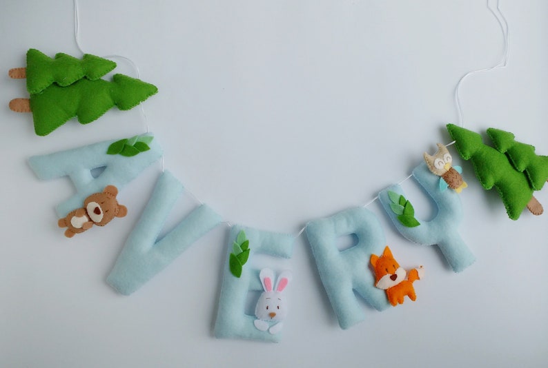 Felt Name Banner Woodland Banner Woodland Garland Name Etsy