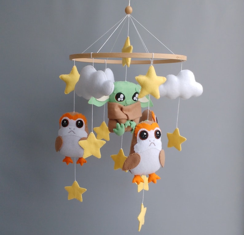 Baby Yoda Star Wars Nursery Felt Crib Mobile Etsy