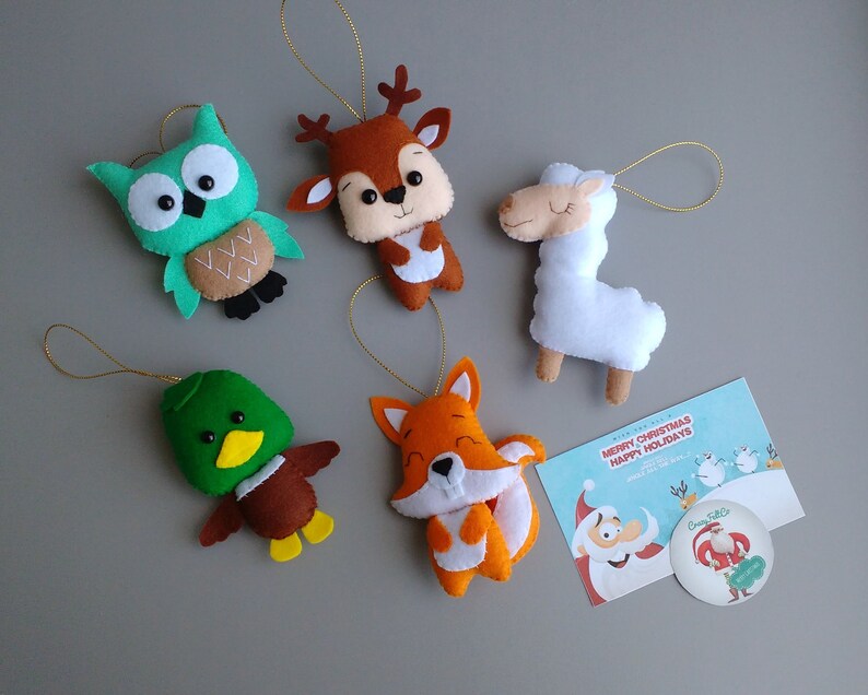 Christmas Felt Animals Ornaments Big Set Cute Woodland - Etsy