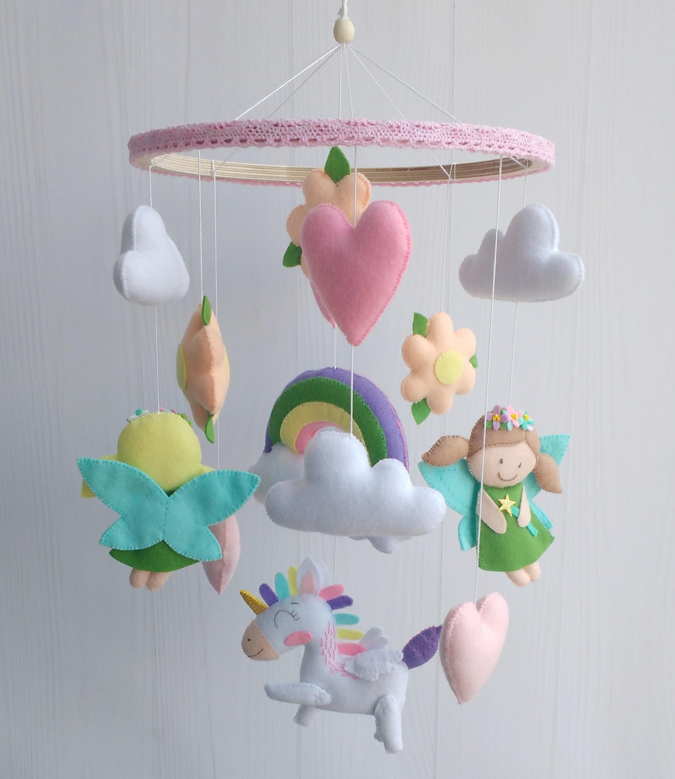 Fairy Felt Mobile Baby Crib Mobile Unicorn Nursery Decor Etsy