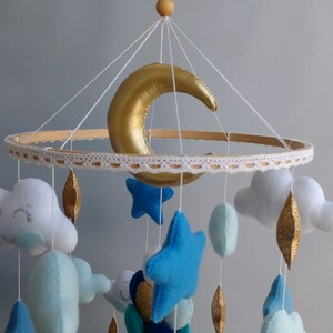 Whale Mobile Baby Mobile Boy Clouds Baby Mobile Ocean Nursery Baby Mobile Blue Expecting Mom Gift image 9