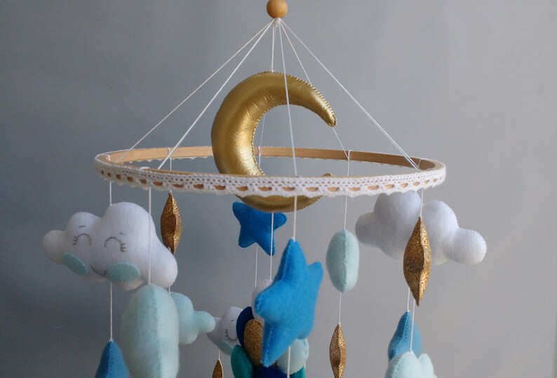 Whale Mobile Baby Mobile Boy Clouds Baby Mobile Ocean Nursery Baby Mobile Blue Expecting Mom Gift image 9