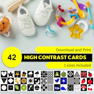 Printable Sensory Baby Cards - Black and White, High Contrast, Montessori