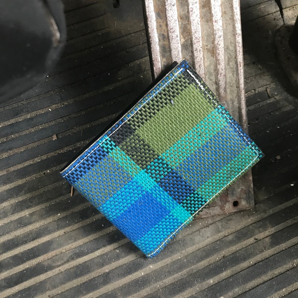 Blue Westy Plaid | Hand made vegan wallet men