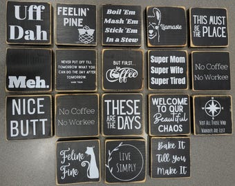 Small Wood Sign for Desk, quote, block, custom signs, personalized wood block, small sign quote
