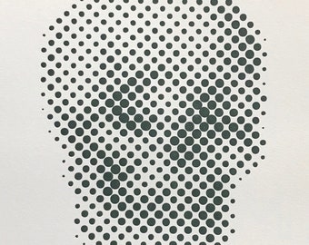 Print - Skull, Art Print, Letterpress, Halftone, Heavy Stock Paper, Abstract, Home Decor