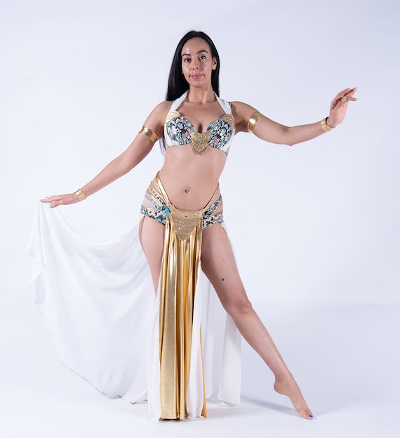 White and Gold Belly Dance Costume -  Canada