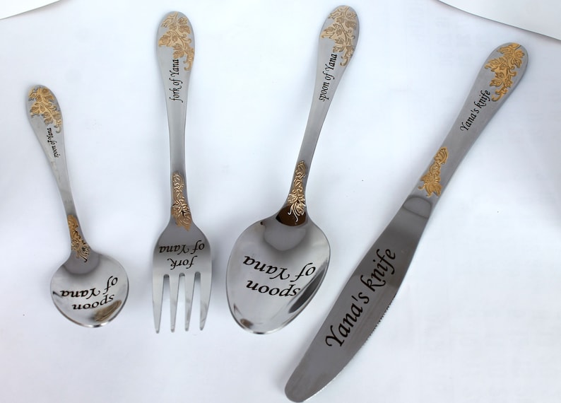 Customized silver personalized forks engraved silverware Mr Etsy