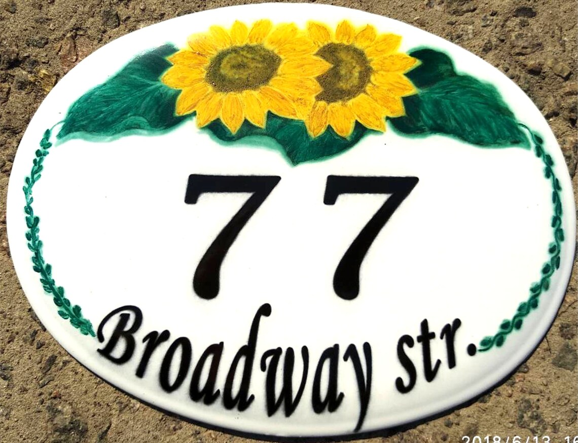 Custom Enameled house number enamel number plaque Street Sign Etsy