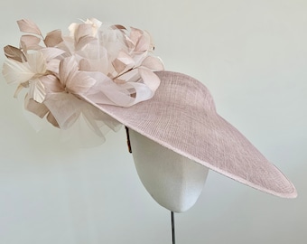 Pink Percher Hat Pink Race Day Hat Pink Wedding Hat Pink Cocktail Hat Pink Silk Hat with Blossom Flowers Pink Ascot Hat
