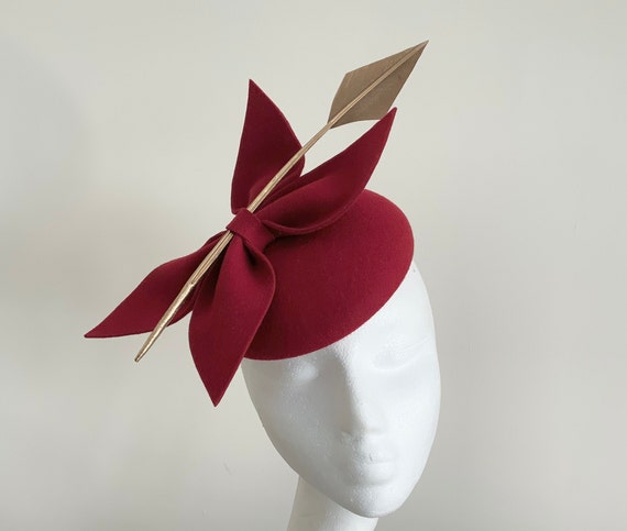 Elegant Red and Gold Women\'s Hat Woman Kentucky Derby Hat Red and Beige With Feather - Beige  main image 3