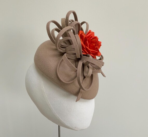 Elegant Tan Hat with Orange Bow Coast Orange Lisa Tan Wide Brim Bow Hat | PLT main image 2