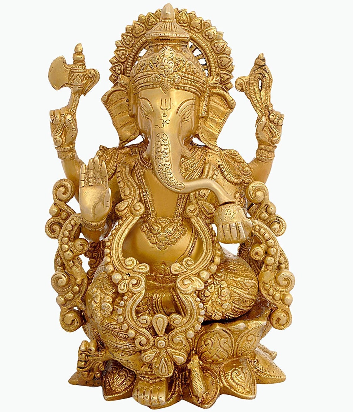 Brass Ganesha Statue Large Golden 1 Piece Etsy