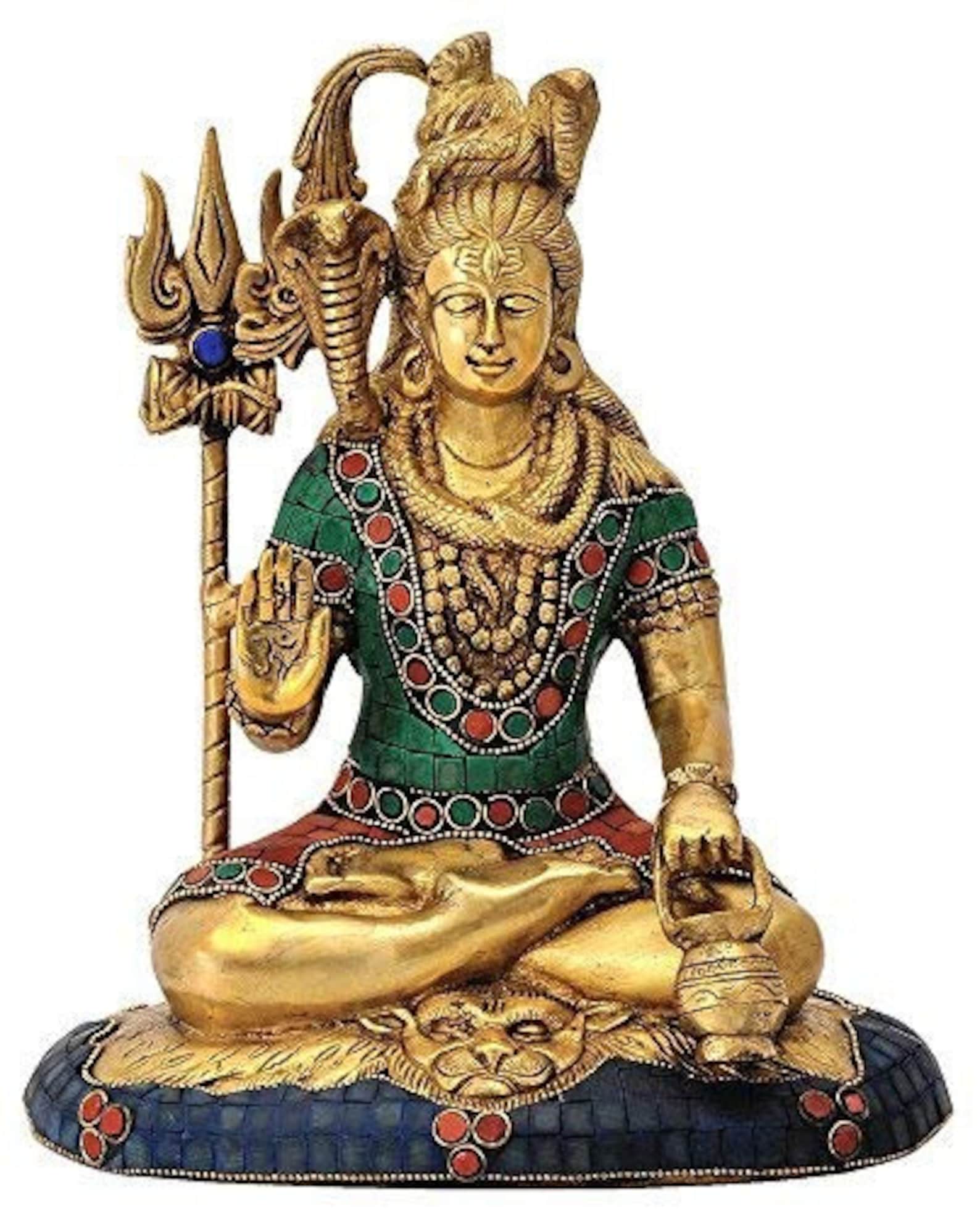 Lord Shiva Idol Brass Statue Handmade Blessing Shiv Metal Etsy