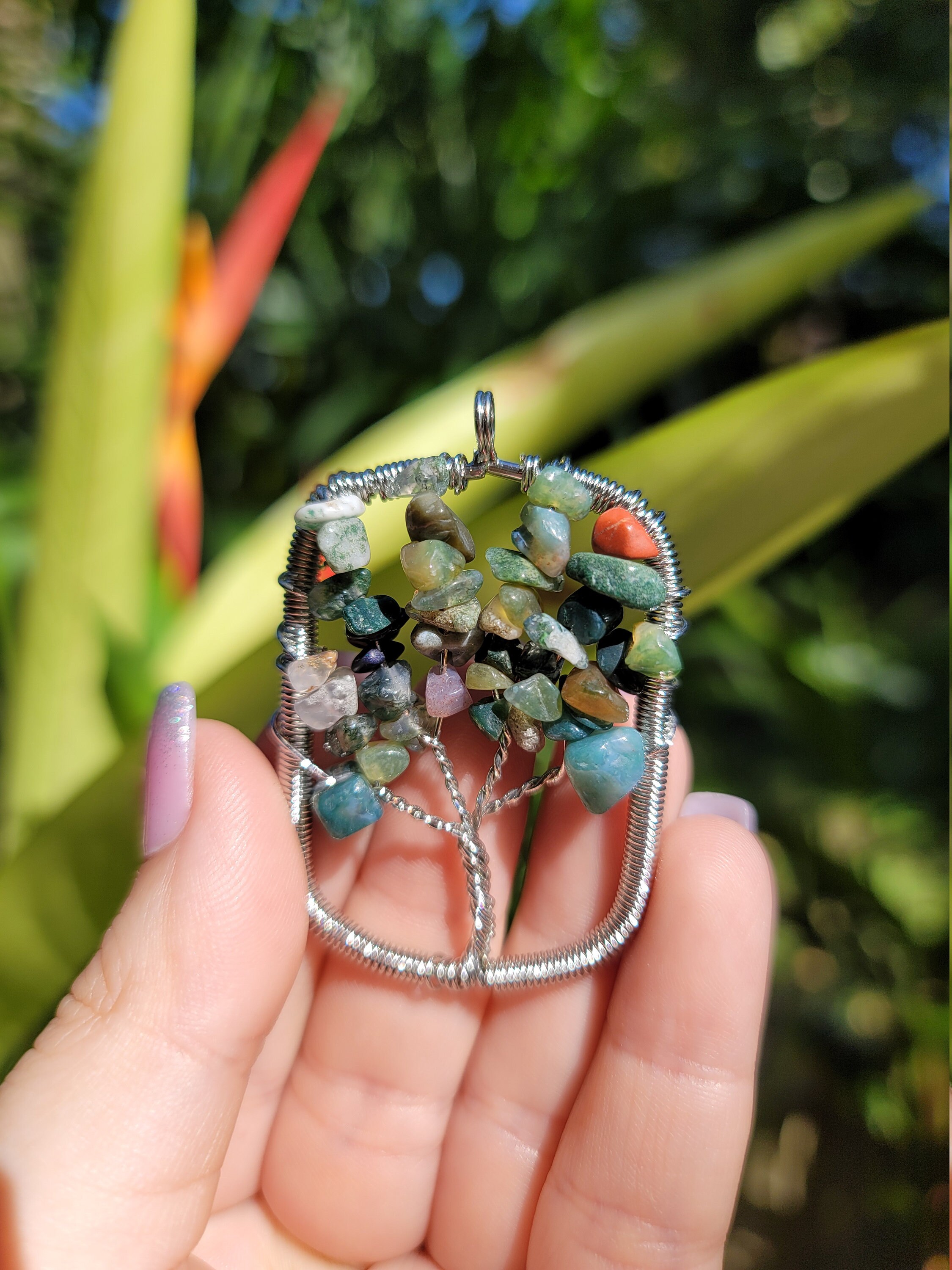 Tree of Life Crystal Pendant Moss Agate Crystal Healing | Etsy