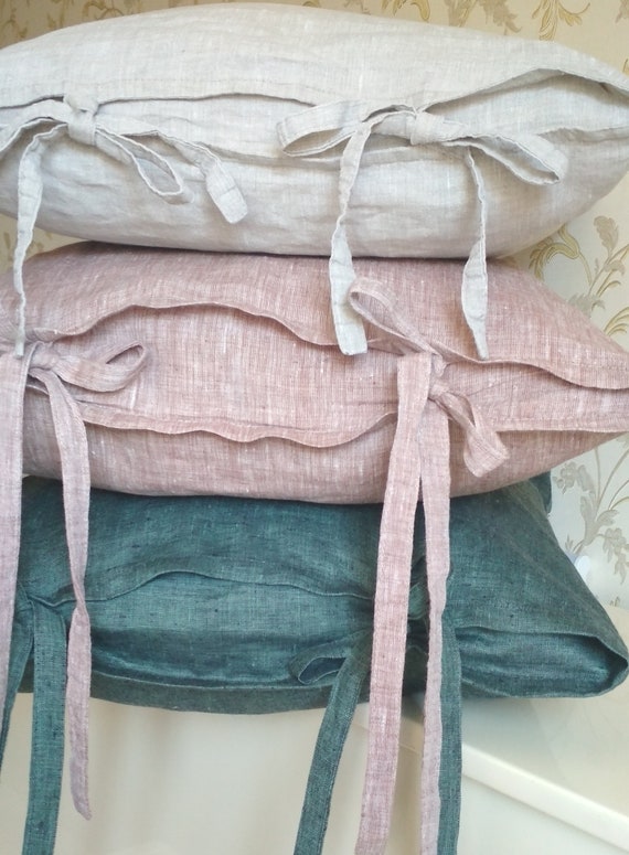 Linen Pillowcases Envelope Closure with tie closure pillow cases