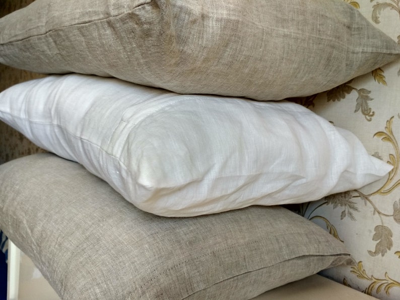 Linen Pillowcase zippered King Queen Standard White Natural Etsy