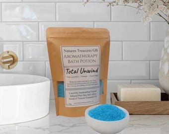 Total Unwind - 450 g Beutel Aromatherapie-Badesalz - entspannend, beruhigend, ganz natürliche Inhaltsstoffe, handgemacht, selbstpflegend, perfektes Geschenk, SLS-frei