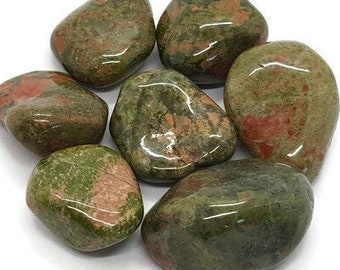 Tumbled Natural African Unakite Jasper - Tumble Stone - Tumbled Stone - Vision - Balance - Grounding -  Chakra - Reiki - Gift  - 5g -150g