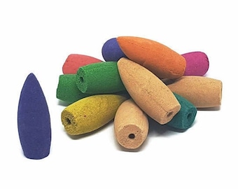 Large Assorted Coloured Back Flow Incense Cones -  15 Cones Packet -  Lightly Scented - Incense Cones -  Meditation -  Relaxation - Gift