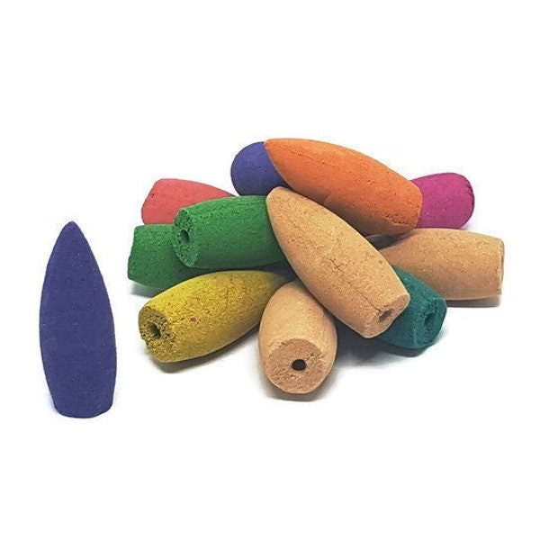 Large Assorted Coloured Back Flow Incense Cones -  15 Cones Packet -  Lightly Scented - Incense Cones -  Meditation -  Relaxation - Gift