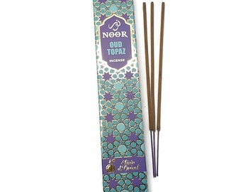 NOOR -  OUD Topaz Incense Sticks -  Incense Sticks - Oud -  Saffron - Vetiver - Patchouli - Sandalwood - Reiki  - Chakra - Gift - *Premium*