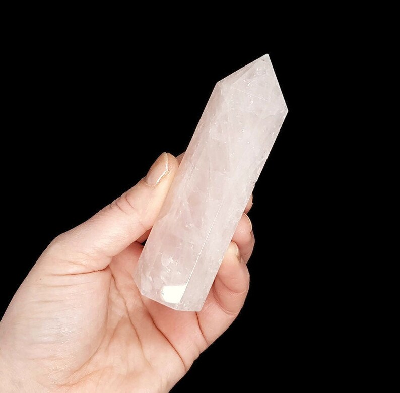 Polished Natural Rose Quartz Generator Point Crystal Point Quartz Point Crystal wand Crystal Grid Chakra Reiki Gift 9cm image 1