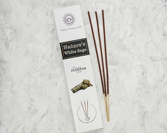 Natures White Sage Incense Sticks - 20 Stick Packet - Meditation - Smudging - Vegan - Natural Ingredients - Premium Incense