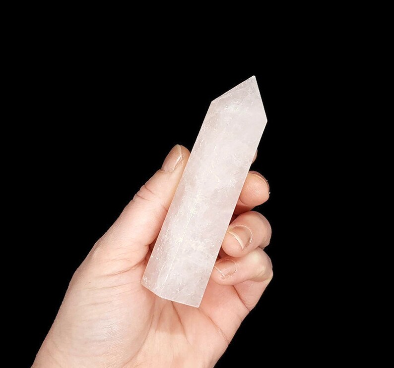 Polished Natural Rose Quartz Generator Point Crystal Point Quartz Point Crystal wand Crystal Grid Chakra Reiki Gift 9cm image 2