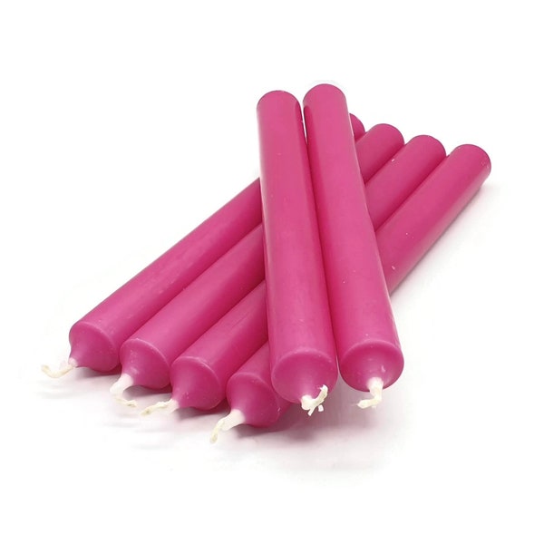 Bougies Fushia 21cm - Pack de 6 bougies - Bougie de salle à manger - Bougie Bistro - Bougie d’église - Bougie d’autel - Reiki - Chakra - Cadeau