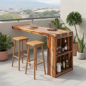 Tropical Live Edge Bar Table for Balcony Kitchen or Outdoor Patio