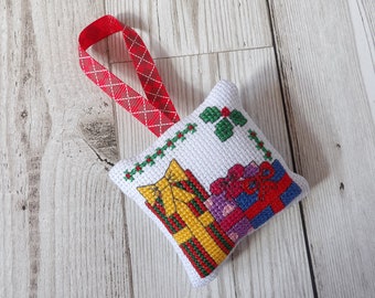 Christmas Presents Cross Stitch Hanging Decoration