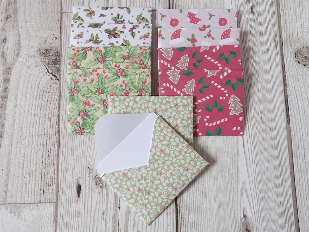 10 Christmas Holly Mini Envelopes With Notecards - Etsy UK